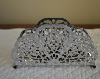 Vintage Chrome Plated Metal Irvin Ware Napkin Holder Mail Holder Desk Accessory