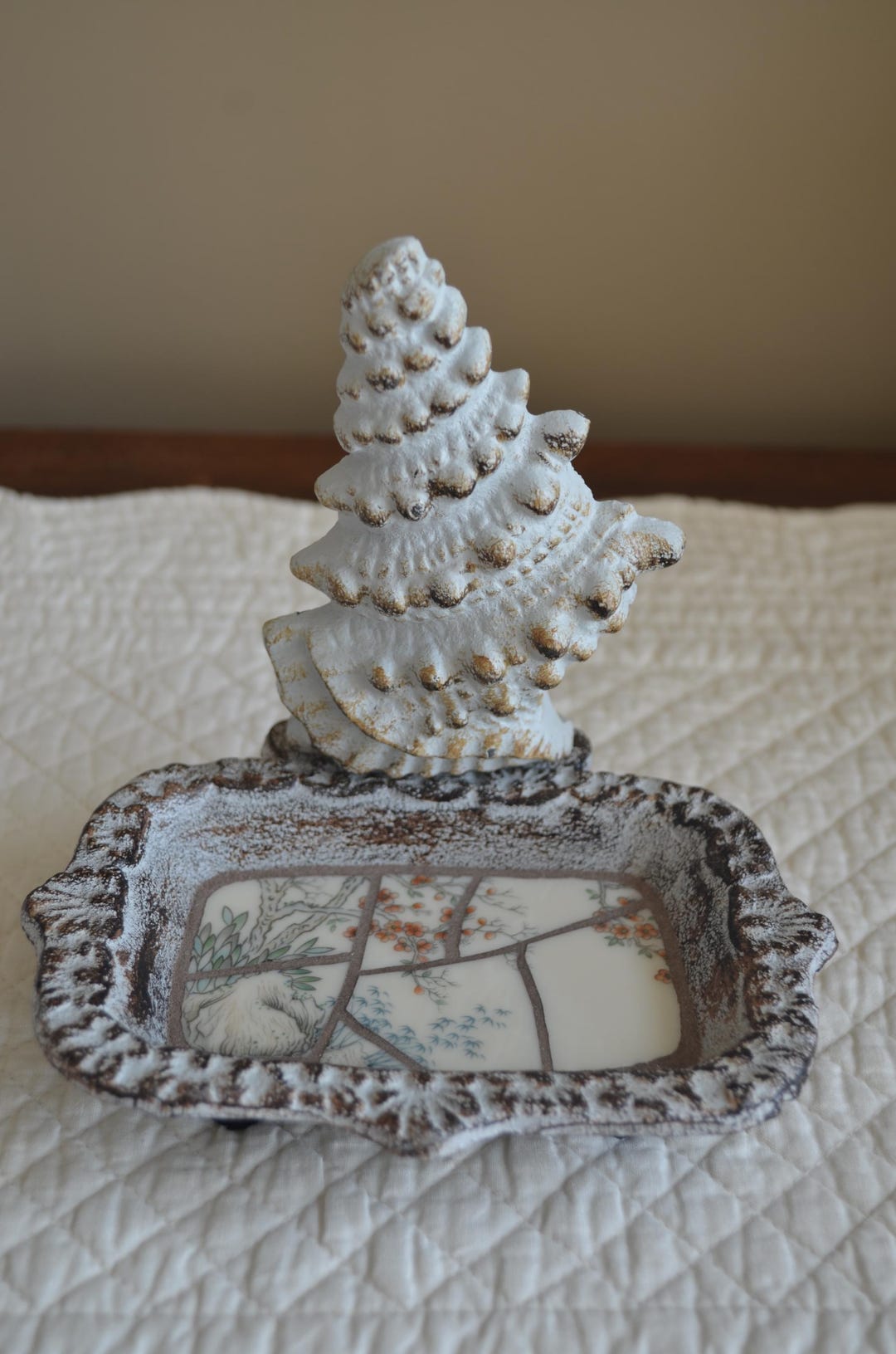 Cast Iron Conch Shell Tray: Vintage China Mosaic Trinket Dish - Etsy
