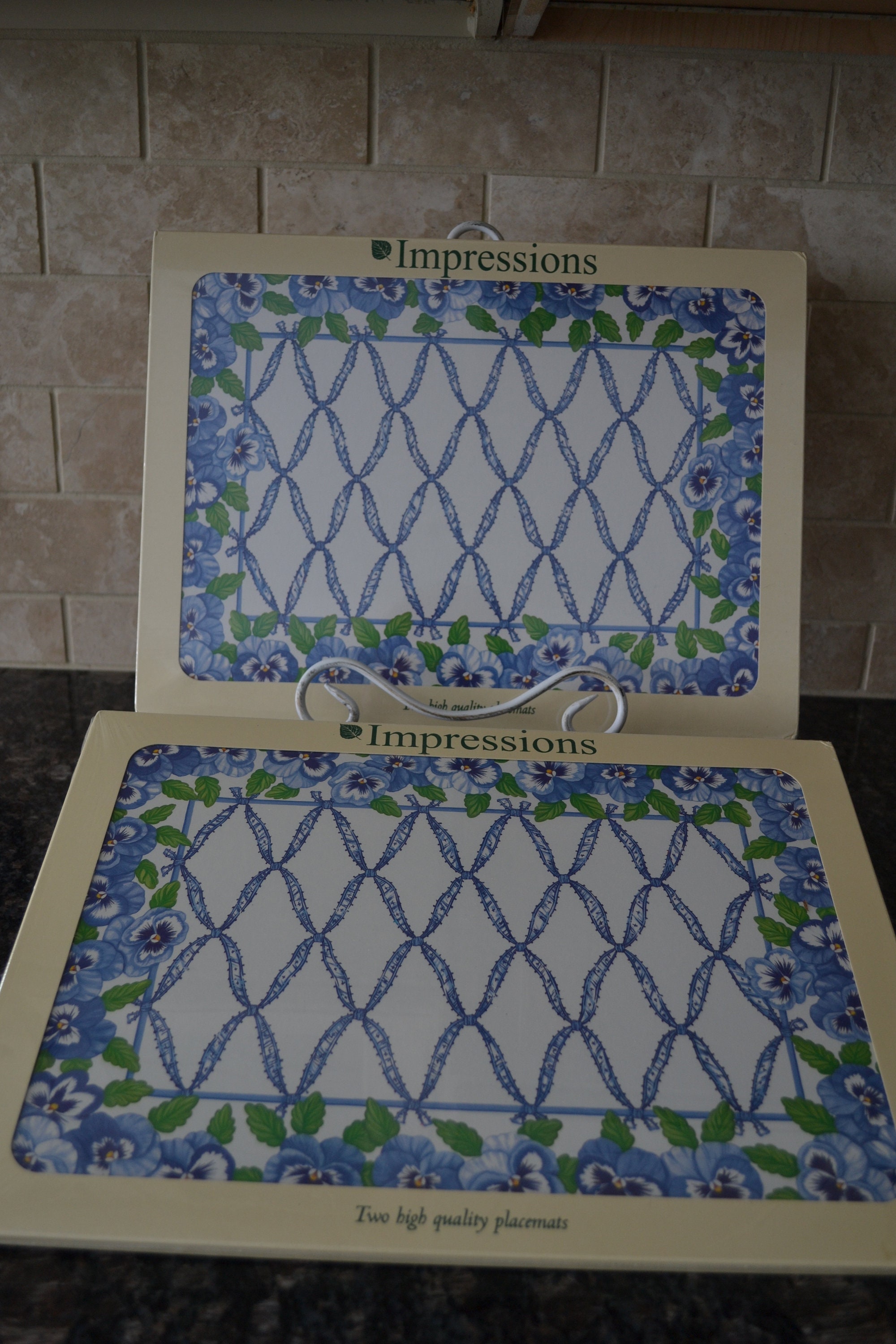 4 Premium Hardboard Placemats By Impressions Pansy Ribbon Etsy
