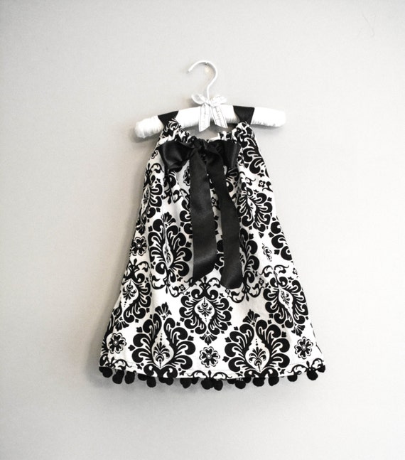 Items similar to Size 28 Black and white Damask Pillow Case Dress with