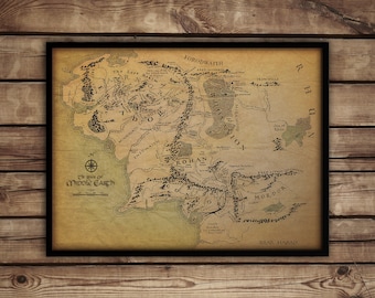 Lord Of The Rings Map Wallpaper Middle Earth Map Large Wallpaper Etsy