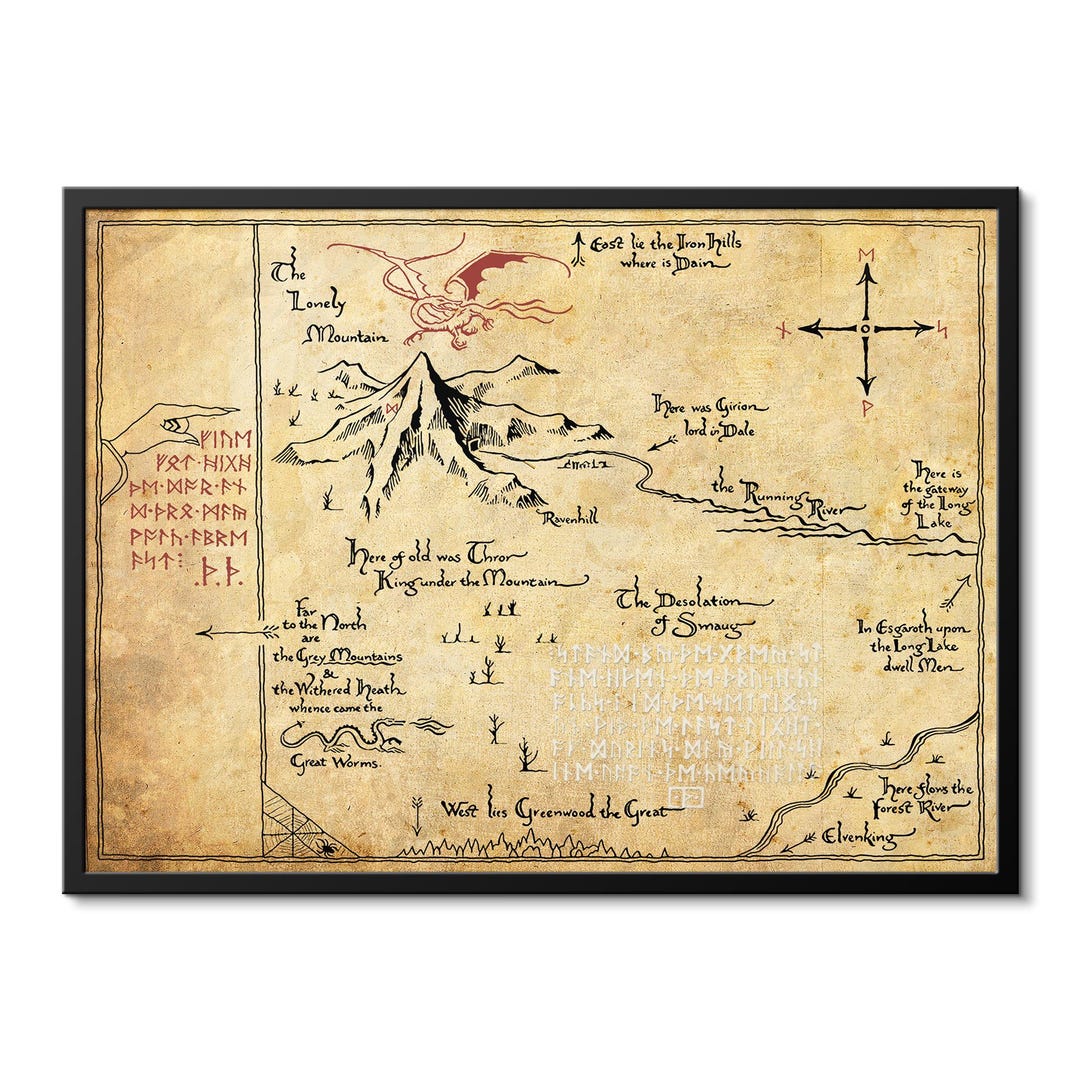 Lord of the Rings Map Poster Print Middle Earth Map Tolkien Hobbit Map