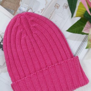 Knitting pattern - folded brim beanie - toque pattern - ribbed hat - adult child sizes - easy knit beanie - beginner pattern