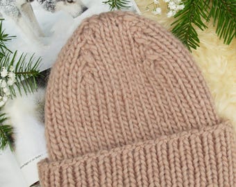 Gorro - Patrón de tejido - Gorro de punto para bebé, niño y adulto - Gorro grueso y voluminoso - Ala plegable - Patrón para principiantes - Gorro para todos los tamaños