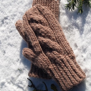 Chunky bulky mitten knitting pattern - cable mittens - adult mitten pattern - cable mitten pattern