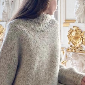 Modello di maglia - pullover base - maglione con giogo rotondo - pullover senza cuciture - modello per principianti - pullover oversize - pullover dall'alto verso il basso