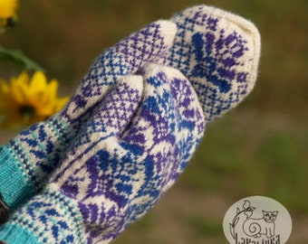 Patrón de tejido de manoplas- patrón de manoplas - patrón de isla justa - manoplas de mujer - patrón de color trenzado