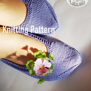 Adult slippers Knitting Pattern, simple slipper knit pattern, bed slippers, slip ons, knit shoes, ballerinas