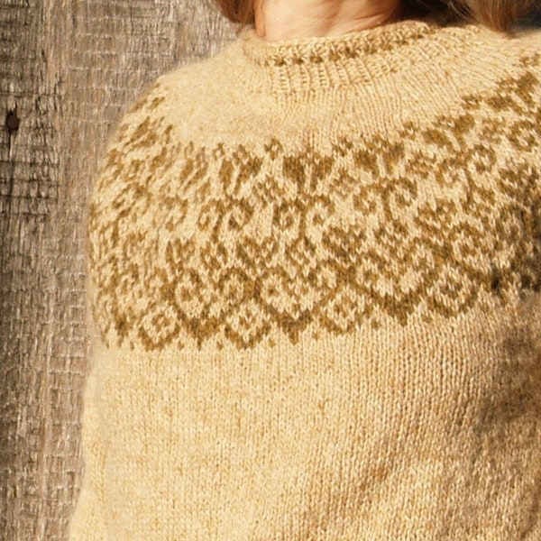 Knitting pattern - Icelandic Norwegian sweater - yoke sweater - Lopapeysa - heart pullover pattern - heart sweater pattern - aran pattern