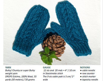 Chunky Bulky Mitten Knitting Pattern Adult Child Mittens Pattern