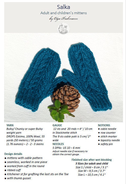 Chunky Bulky Mitten Knitting Pattern - Adult Child Mittens Pattern ...