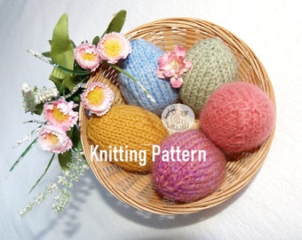 Easter egg knitting pattern- knit eggs - egg ornament - knit Spring ornament - knit ornament pattern- baby toy pattern - toy knit pattern