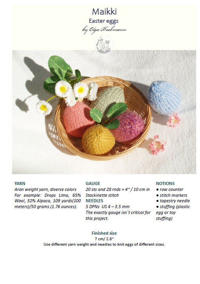 beginner pattern Easter decor Knitting Easter egg egg Spring ornaments easy pattern pattern