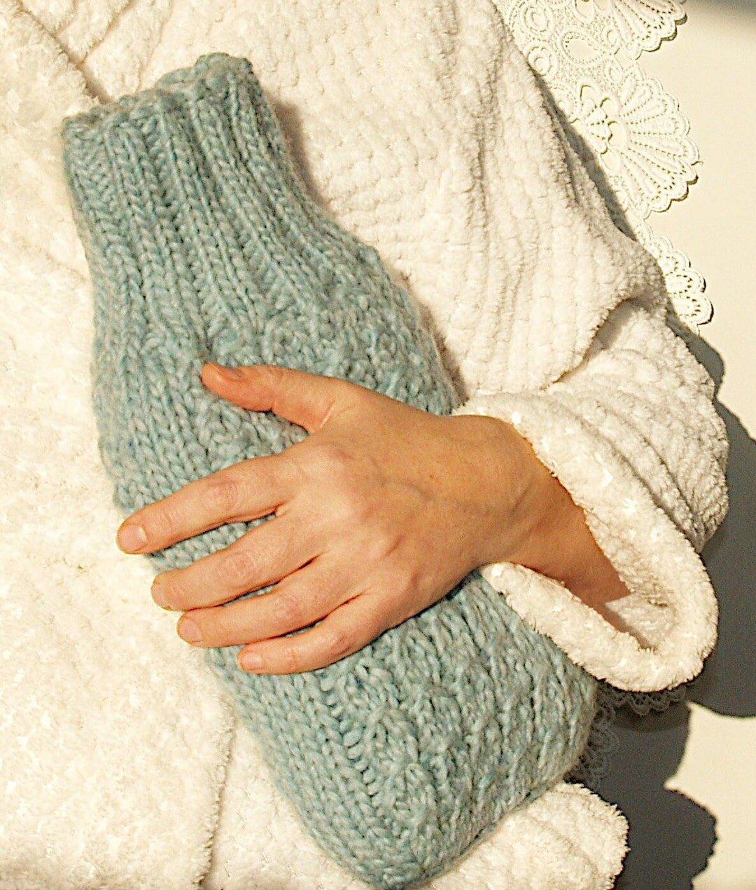 Knitting Pattern Hot Water Bottle Cozy Knit Cozy Water Bottle Cover