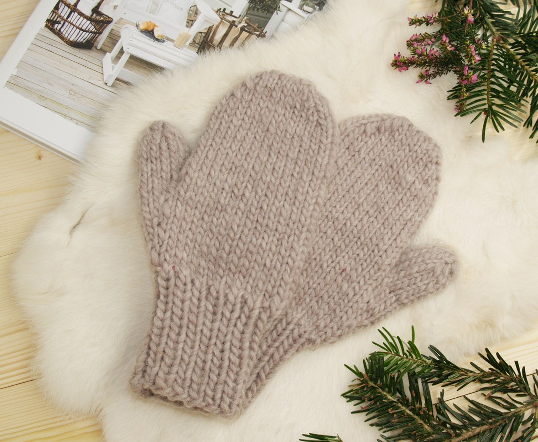 Adult Child Mitten Knitting Pattern Chunky Bulky Mitts Adult Kids
