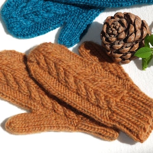Chunky bulky mitten knitting pattern - adult child mittens pattern - cable mitten pattern