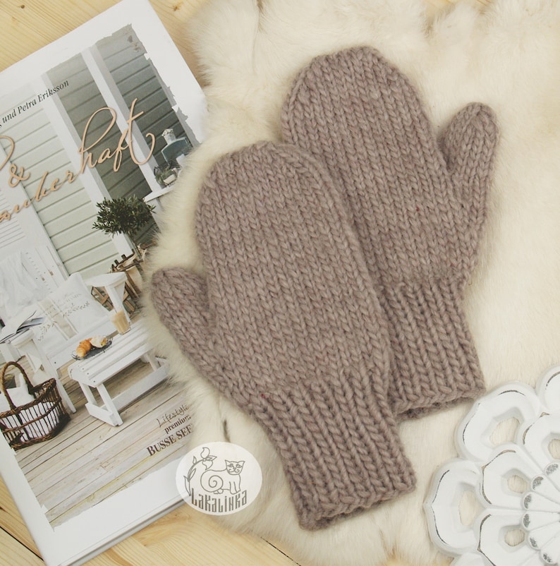 Adult Child Mitten Knitting Pattern Chunky Bulky Mitts Adult Kids