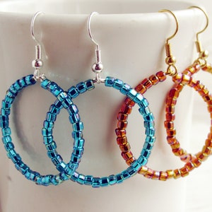 The Narratives Teal Beaded Hoop Stud Earrings main image 0