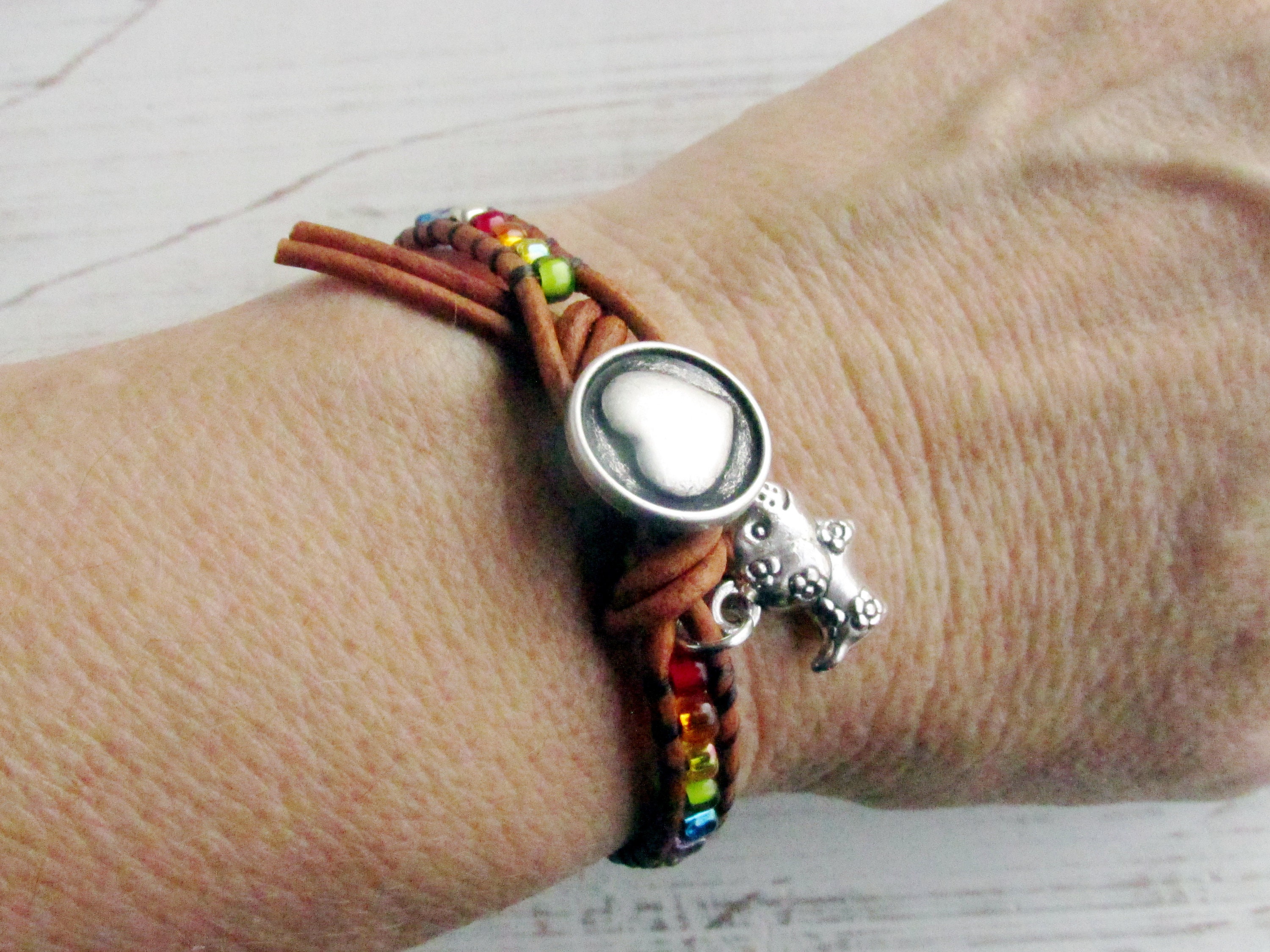 Ziper Gedenkarmband Für Haustiere - Regenbogenbrücke Armband Mit 7 Chakra-Perlen, 8 Mm, 2 Stück
