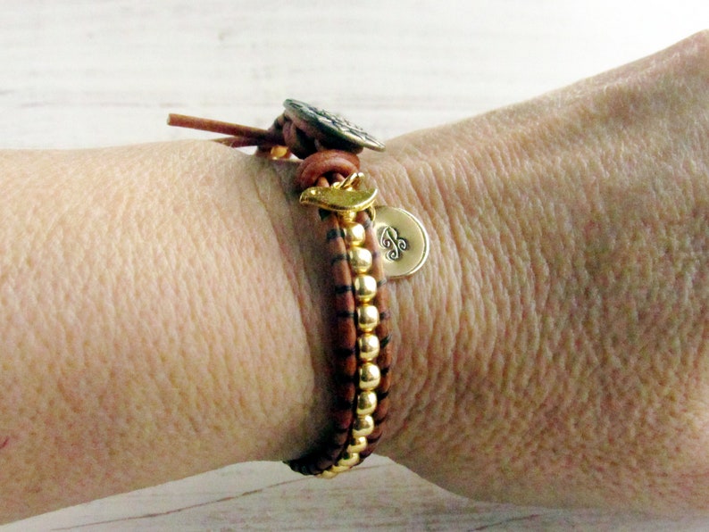 Gold Sunflower Bracelet Personalized Initial Charm Bracelet Etsy