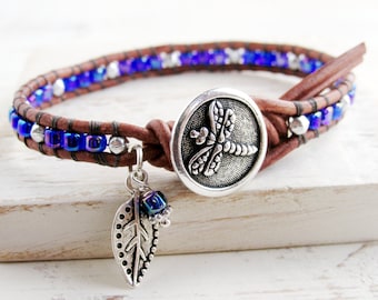 Cobalt Blue Dragonfly Bracelet, Dragonfly Gifts, Dragonfly Jewelry, Boho Bohemian Bracelet, Annie Expressions