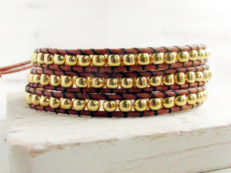 Sunflower Triple Wrap Bracelet Gold Initial Charm Bracelet Etsy