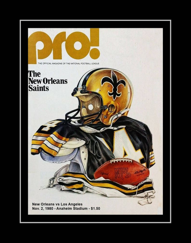 Vintage Saints Football Wall Art Mens Gift Illustration Poster Gift For Men Wall Decor Bedroom New Orleans 8x11 11x14 Free Ship