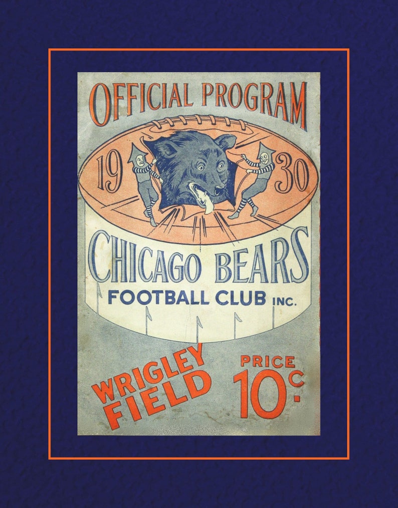 Vintage 1930s Chicago Bears Wall Art Poster Best Friend Dad Etsy