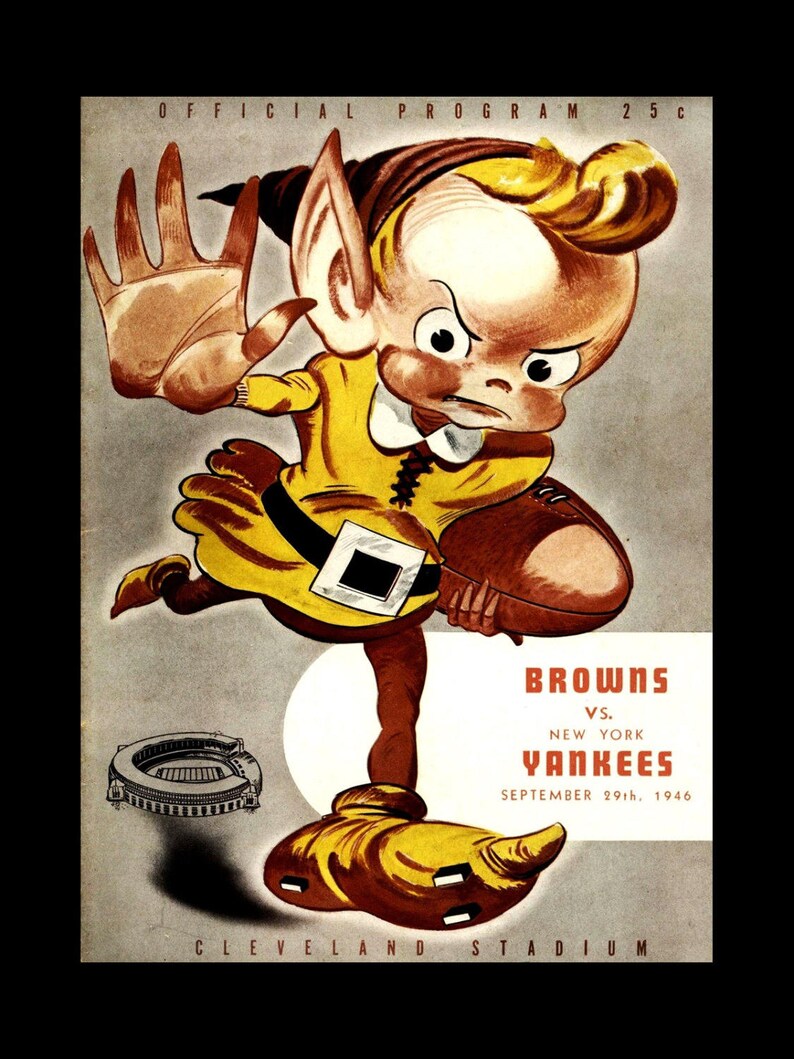 Vintage 1940s Football Fan Poster Ddd Gift Cleveland Browns Etsy