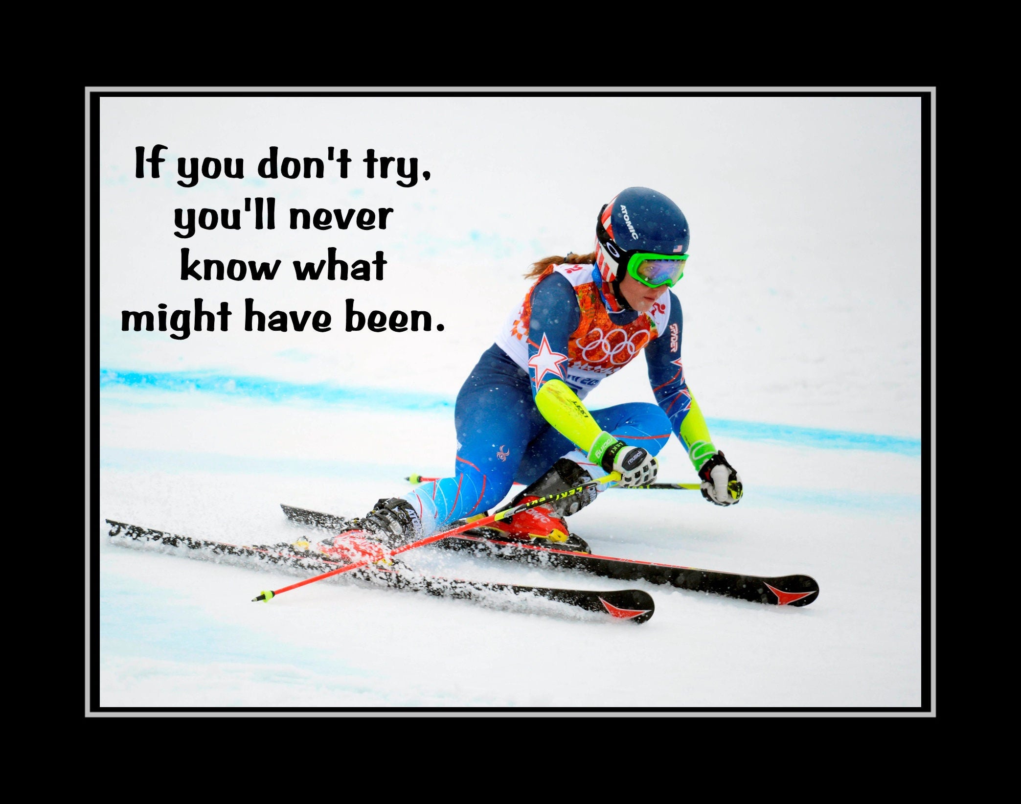 Ski Motivation Quote Poster Womens Gift Inspirational Skiing Etsy