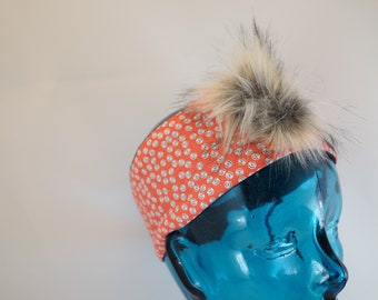 Fleece Headband with faux fur pom