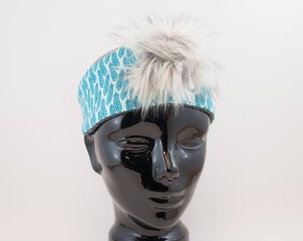 Fleece Headband with faux fur pom