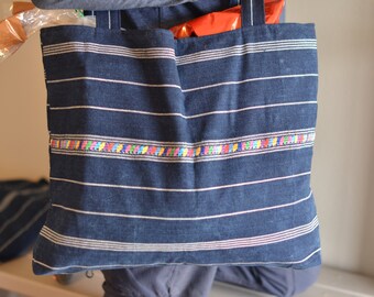 Guatemalan Fabric Makeup Bag Red Gray Brown Black