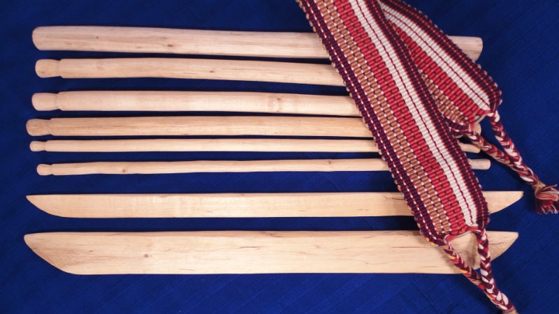 Handcarved Mayan Wooden Backstrap Loom and Belt Guatemala Fair