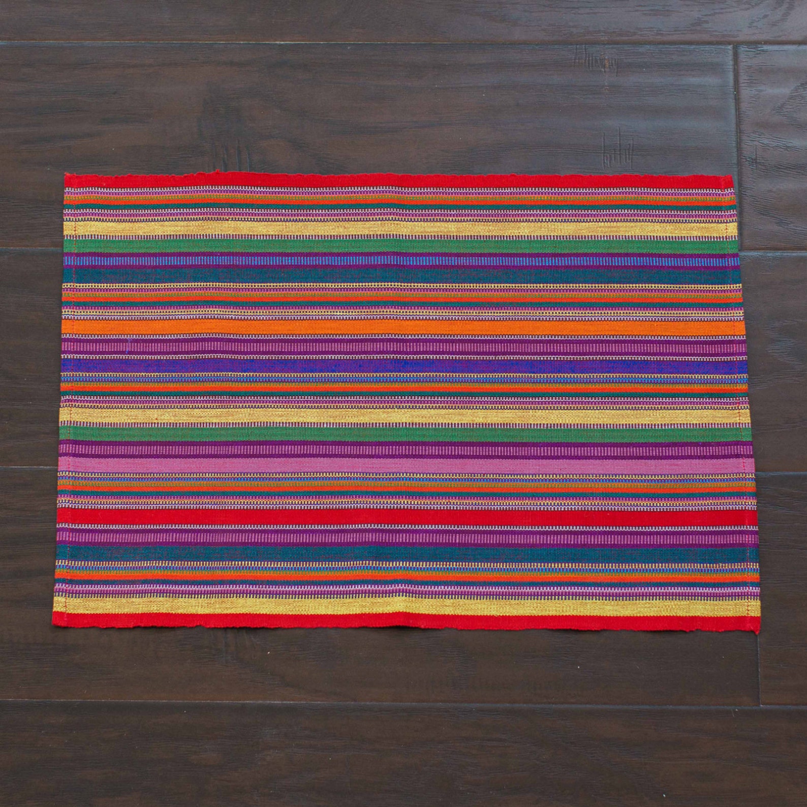 Handwoven Placemats, Set 4, Multi Color 'fiesta' Stripes, Fair Trade