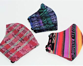 SET VAN 3 Fair Trade 'Give to Charity' Wasbare Guatemalteekse gezichtsmaskers