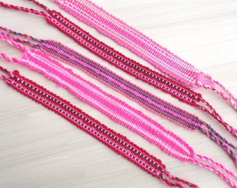 Set van 5 roze handgeweven vriendschapsarmbanden, Breast Cancer Walk, assorti, fairtrade
