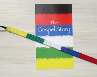 Christelijke Gospelarmbanden, VBS, Fair Trade, Handgeweven met gospelkaart geschreven in het Engels of Spaans
