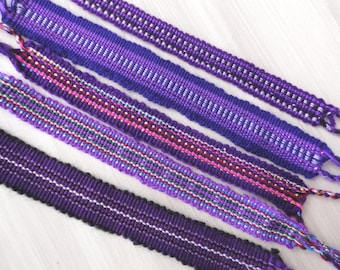 Geweven draad Friendship Bracelets 2 Educate, paars themaset 5, ontwerpen variëren, ingewikkeld handgeweven draad, fairtrade