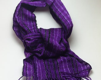 WILD PURPLE  Handwoven Fair Trade Long wrap Scarf.