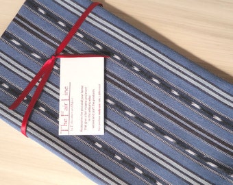 Blauwe keukenhanddoeken, set 2, Fair Trade, uniek gerecht en thee, handgeweven op voetpedaal, Ikat en Blues, beste katoenen handdoeken,