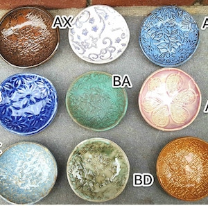 items: &quot;AW - BE&quot; Small Pottery Dish, Small Dish, Multi Purpose Stoneware Dish, jewelry, soap, food prep, dipping, candle, tea bag