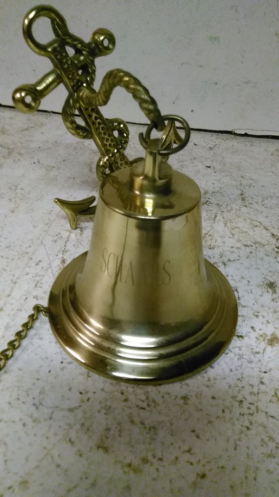 Brass Bell With Anchor Hanger Etsy