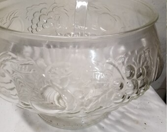 Glass  Punch bowl and cups