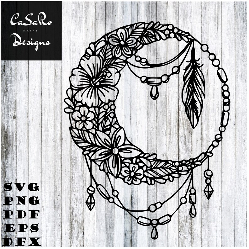 Download Crescent Moon Dream Catcher Zentangle Svg Png Pdf Eps and ...