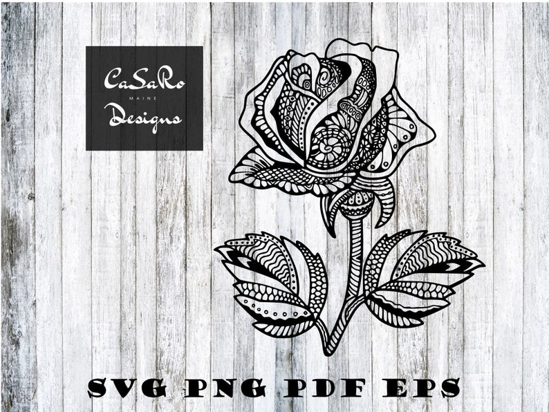 Download Rose Zentangle Mandala Svg Png Pdf Eps and Dxf Files. | Etsy