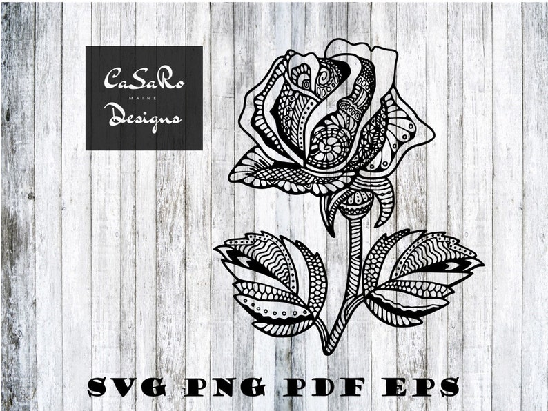 Rose Zentangle Mandala Svg Png Pdf Eps and Dxf Files. | Etsy
