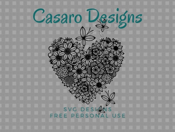 Download Free Heart With Flowers And Butterfiles Zentangle Svg Png Pdf Etsy SVG Cut Files