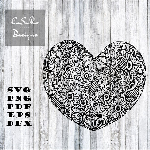 Download Free Heart Mandala Zentangle Svg Png Pdf Eps And Dxf Files Etsy SVG Cut Files