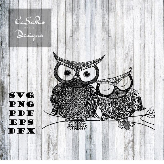 Download Free Two Cute Owl Zentangle Svg Png Pdf Eps And Dxf Files Etsy SVG Cut Files
